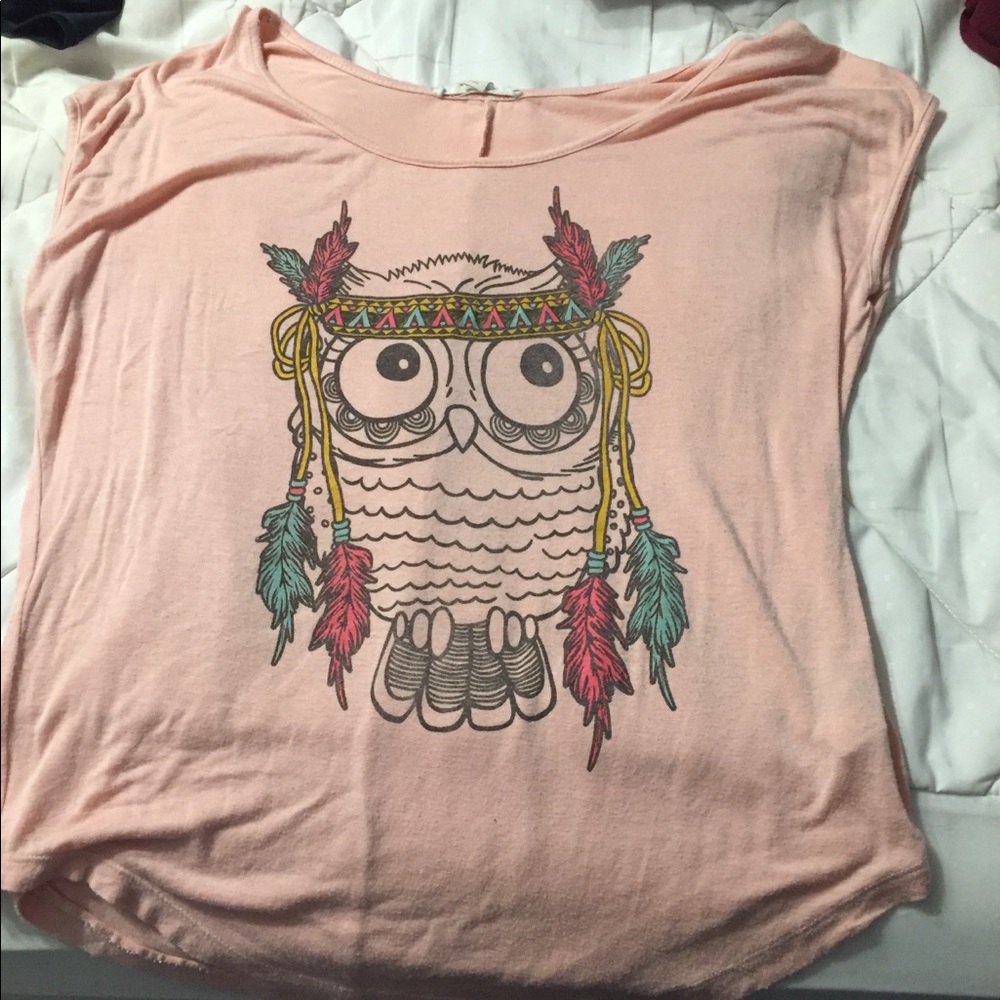 Peach owl shirt